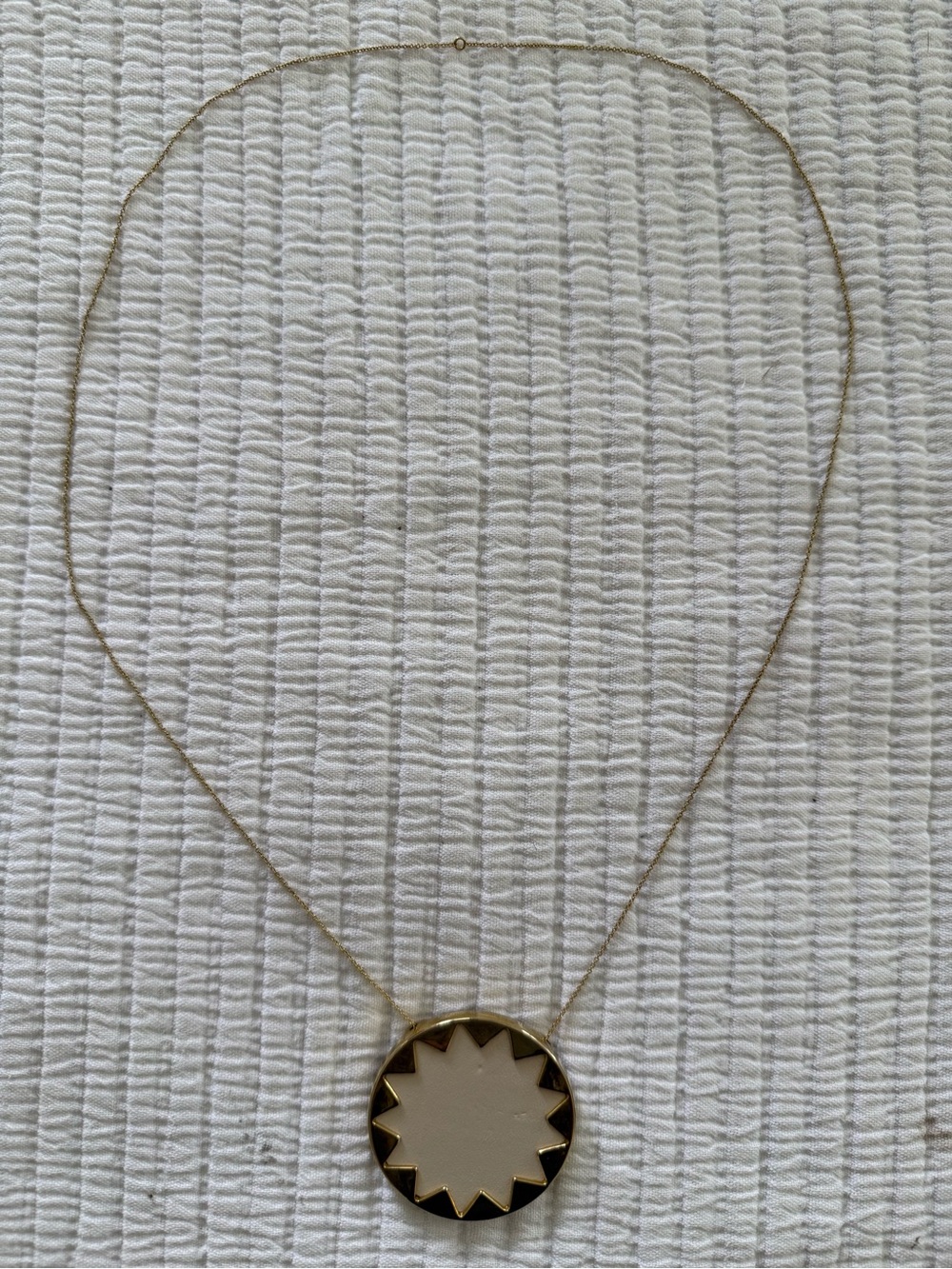 House of Harlow 1960 Gold Necklace with Cream Sunburst Pendant